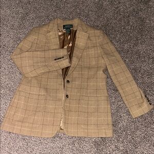 Lauren Ralph Lauren Wool Beige Checkered Blazer